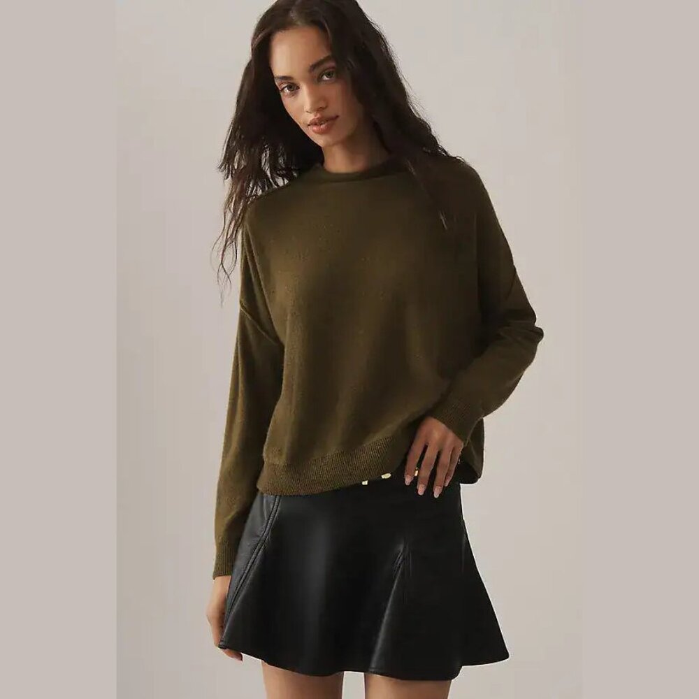 NEW Pilcro - Size 1X Women's The Alani Cashmere Mock-Neck Sweater - Olive